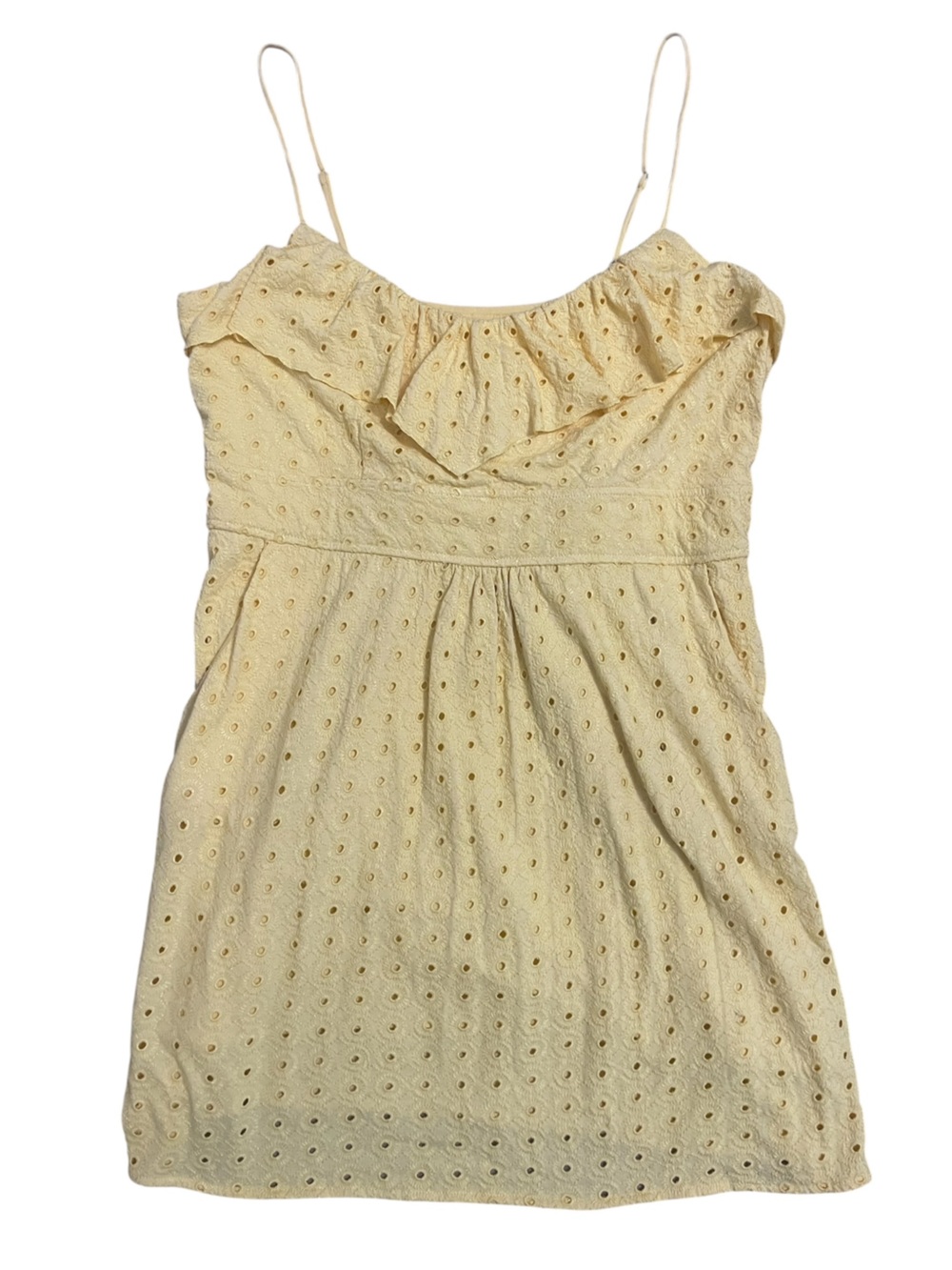 Lilly Pulitzer Pale Yellow Eyelet Ruffle Midi Dress Size XL